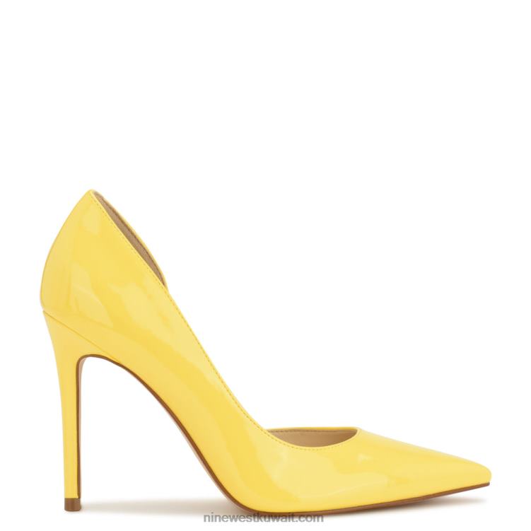 Nine West حذاء فولو دورساي بمقدمة مدببة براءة اختراع صفراء زاهية VVL081602