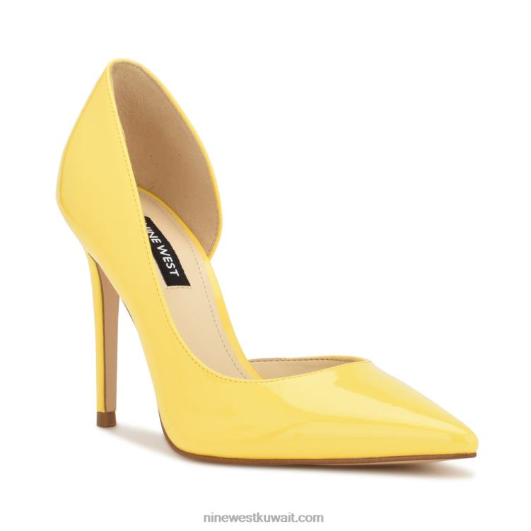 Nine West حذاء فولو دورساي بمقدمة مدببة براءة اختراع صفراء زاهية VVL081602