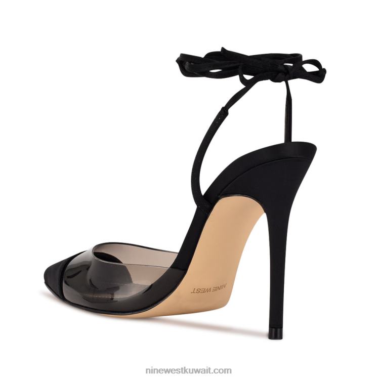 Nine West أضخم مضخات لف الكاحل دخان اسود VVL081647