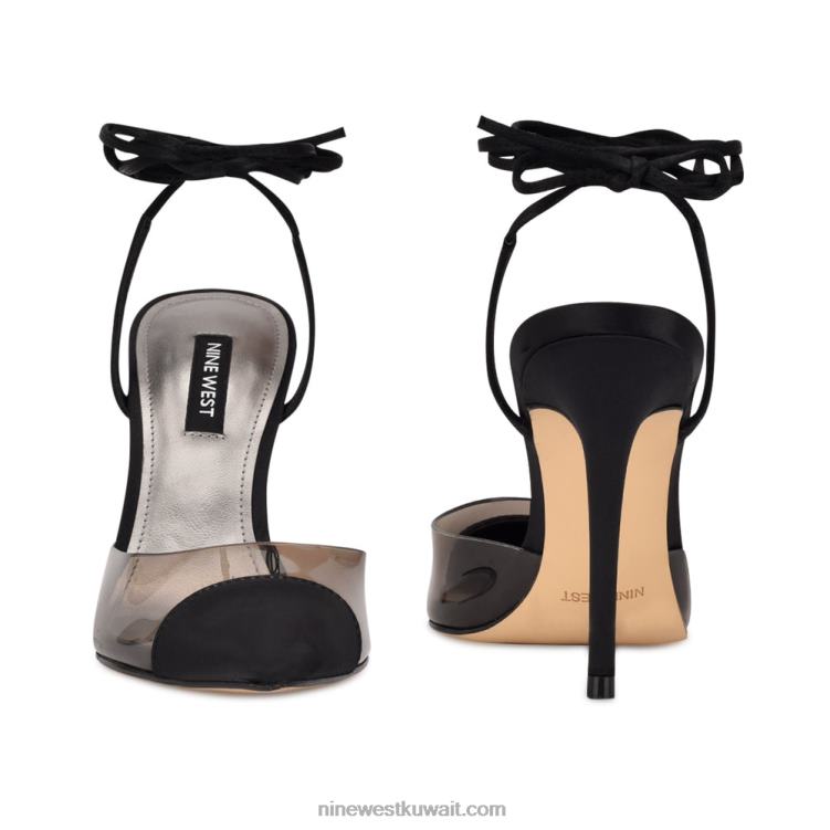 Nine West أضخم مضخات لف الكاحل دخان اسود VVL081647