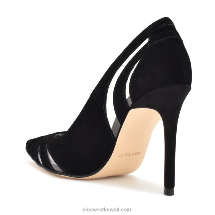 Nine West مضخات مدببة الأصابع أسود / واضح من جلد الغزال VVL081654