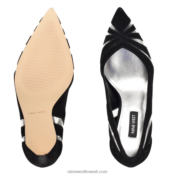 Nine West مضخات مدببة الأصابع أسود / واضح من جلد الغزال VVL081654