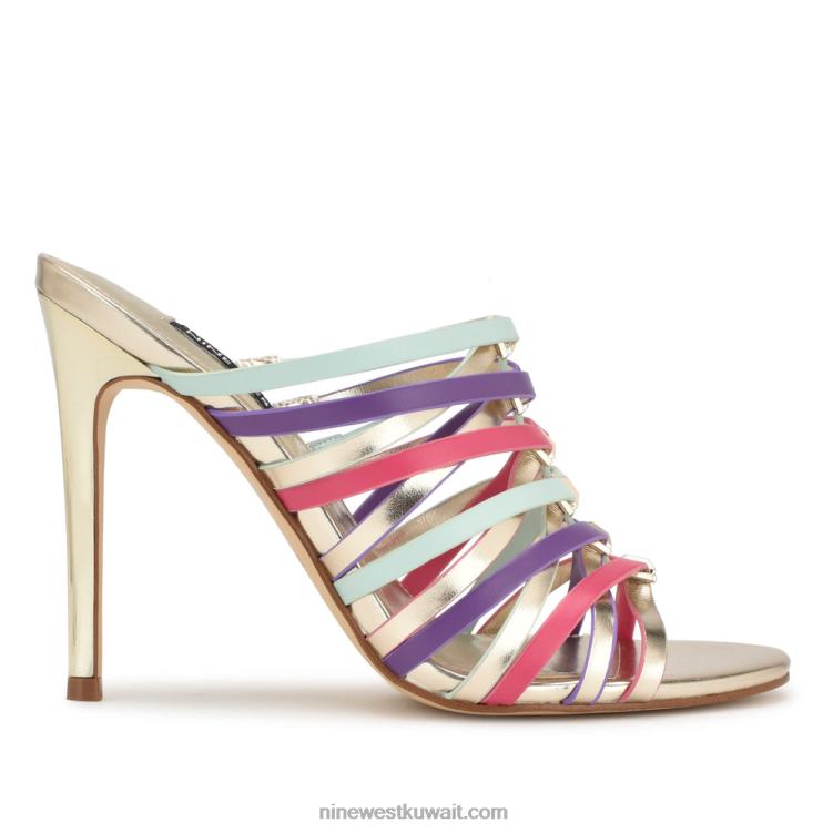 Nine West يجب أن الصنادل ذات الكعب العالي متعدد الذهب VVL081706
