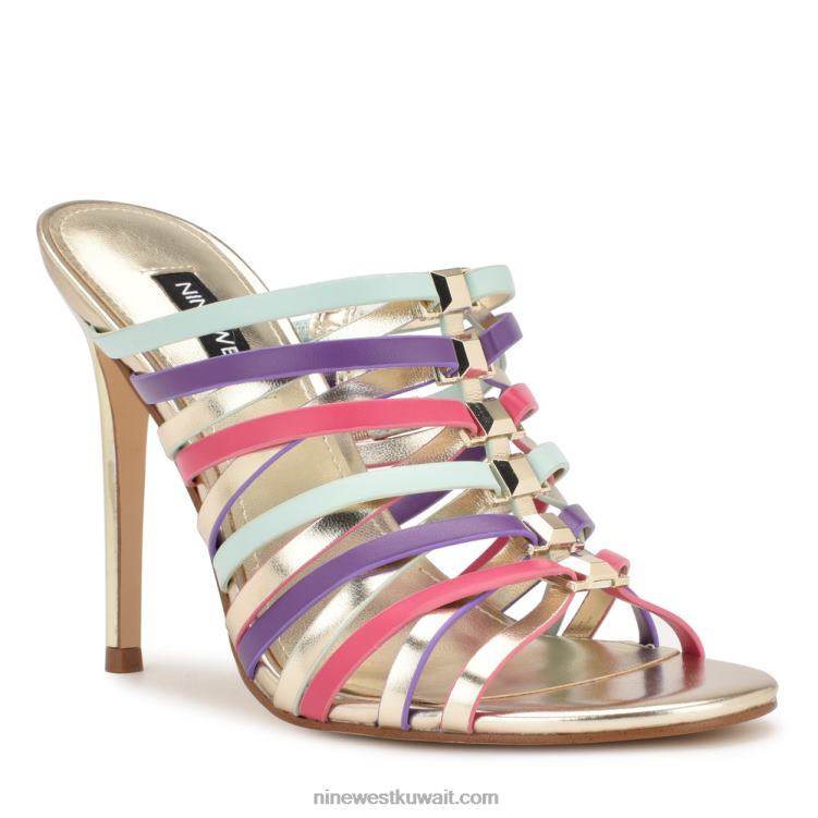 Nine West يجب أن الصنادل ذات الكعب العالي متعدد الذهب VVL081706
