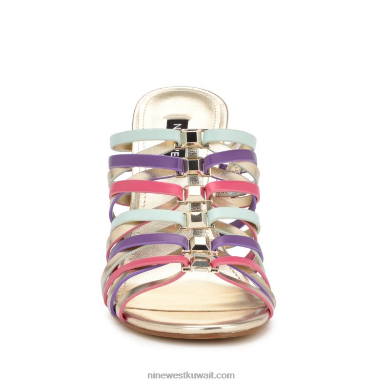 Nine West يجب أن الصنادل ذات الكعب العالي متعدد الذهب VVL081706
