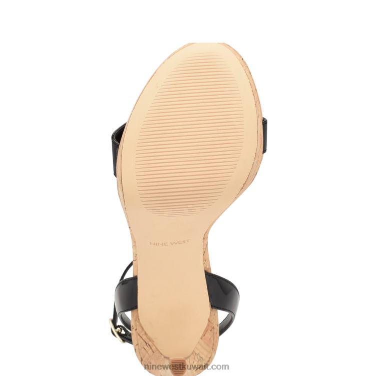 Nine West الصنادل منصة رشيقة أسود براءة اختراع VVL081708