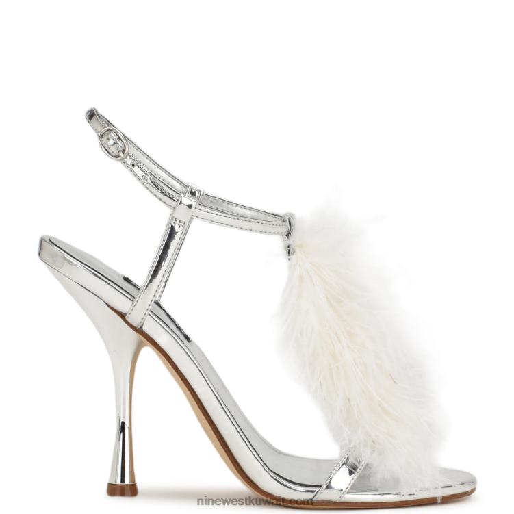 Nine West مليون صندل بكعب الكاحل فضي فاتح VVL081749