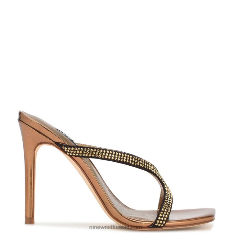 Nine West الصنادل الانزلاق تويست بكعب ذهب غامق VVL081795