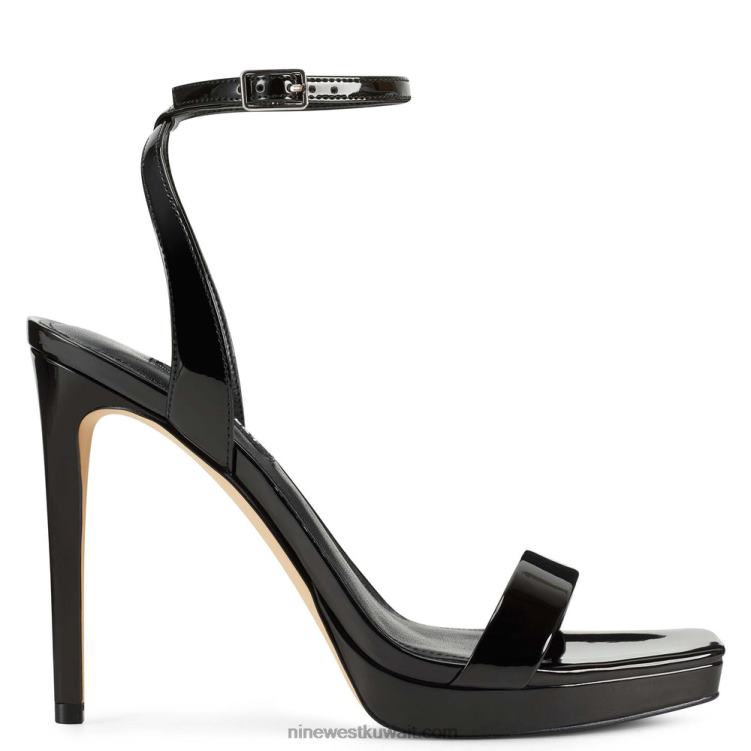 Nine West صندل زادي بحزام الكاحل أسود براءة اختراع VVL081842
