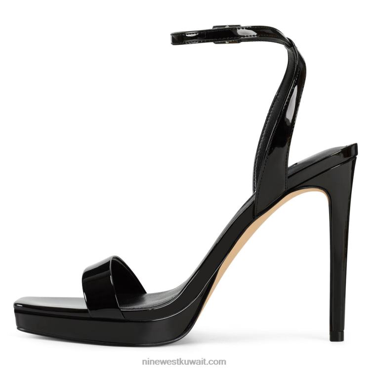 Nine West صندل زادي بحزام الكاحل أسود براءة اختراع VVL081842