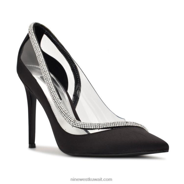Nine West مضخات فينا بمقدمة مدببة الساتان الأسود VVL081854