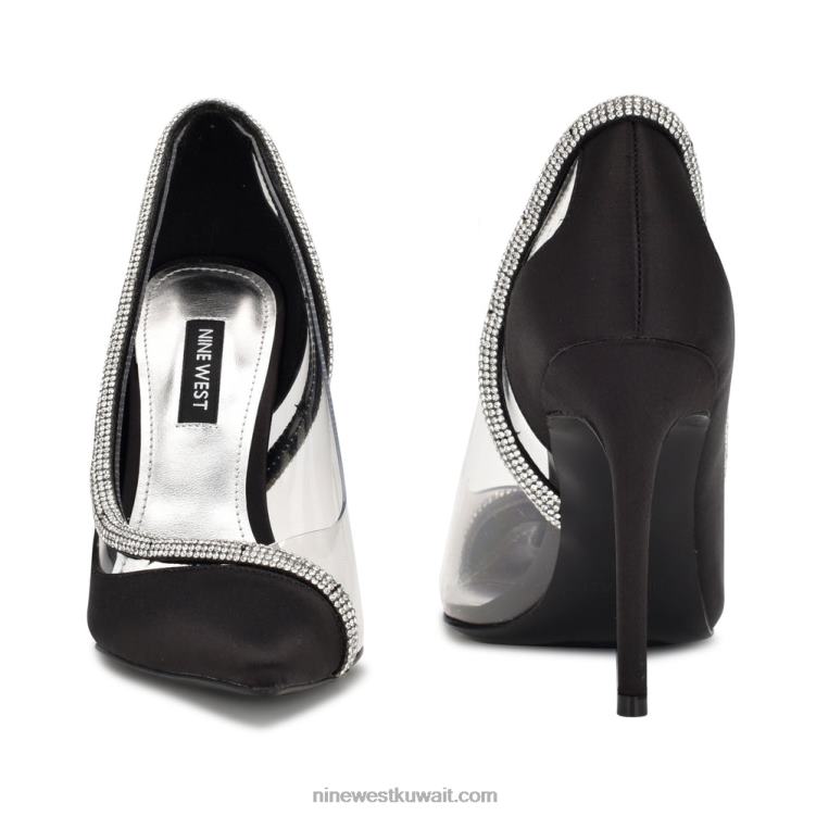 Nine West مضخات فينا بمقدمة مدببة الساتان الأسود VVL081854