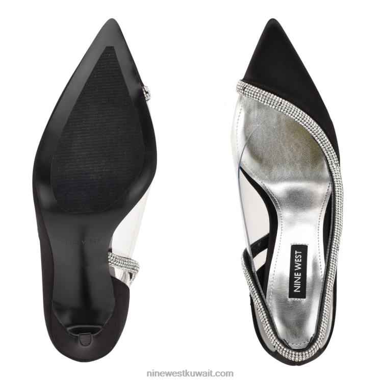 Nine West مضخات فينا بمقدمة مدببة الساتان الأسود VVL081854