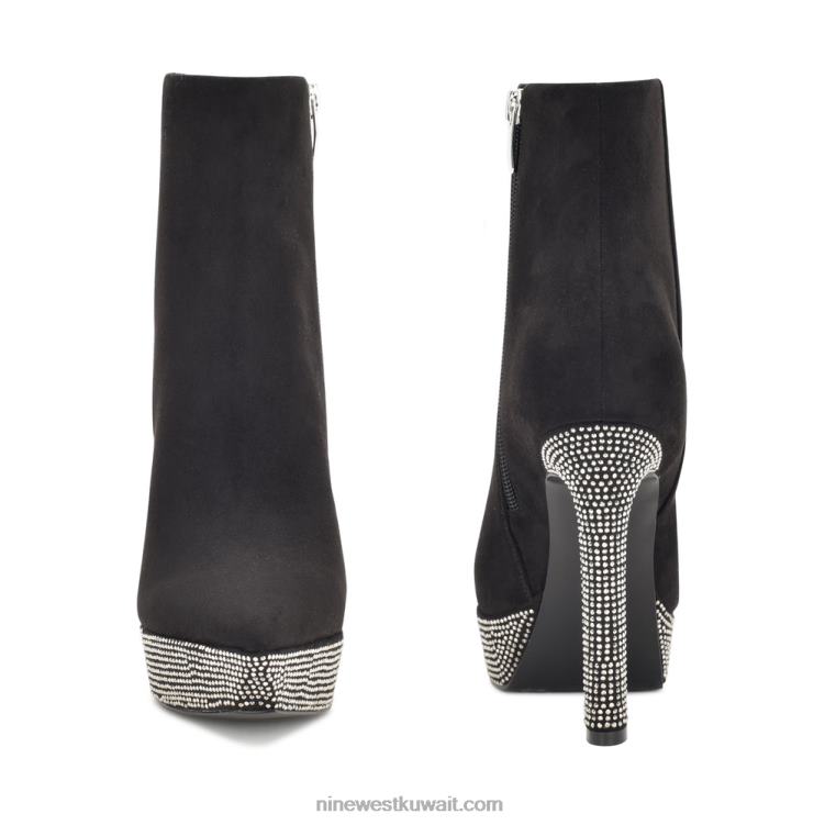 Nine West الجوارب منصة لورا أسود من جلد الغزال حجر الراين VVL081869