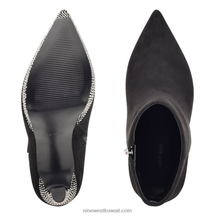 Nine West الجوارب منصة لورا أسود من جلد الغزال حجر الراين VVL081869