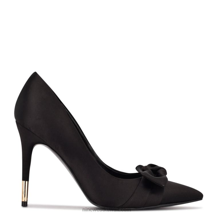 Nine West مضخات اللباس القوس الساتان الأسود VVL081874