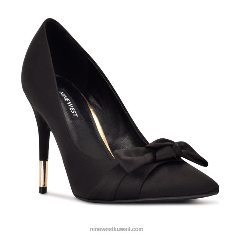 Nine West مضخات اللباس القوس الساتان الأسود VVL081874