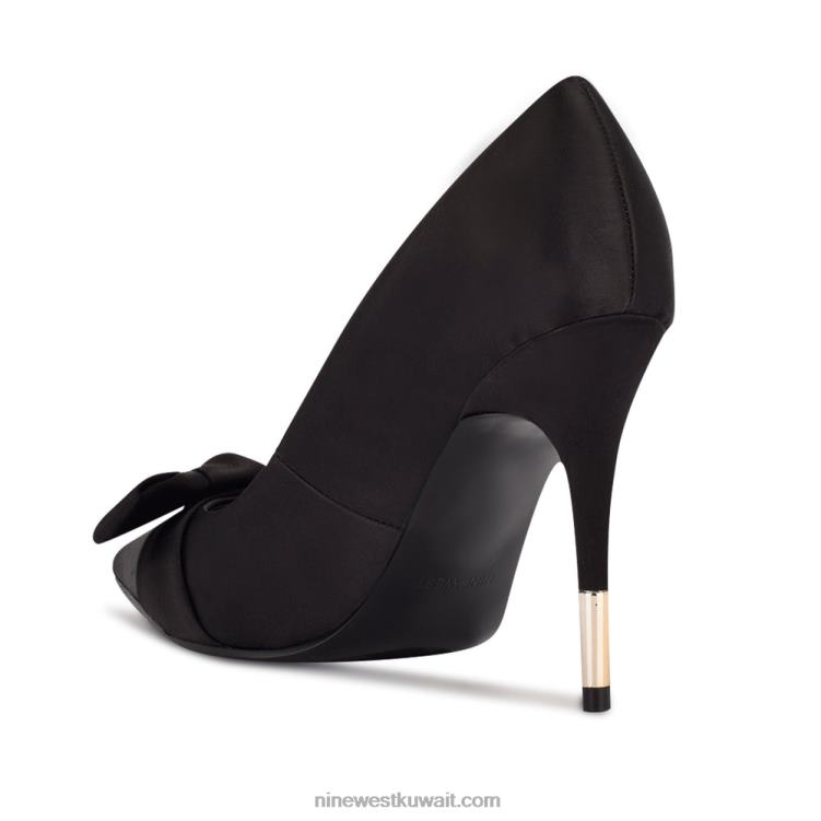 Nine West مضخات اللباس القوس الساتان الأسود VVL081874