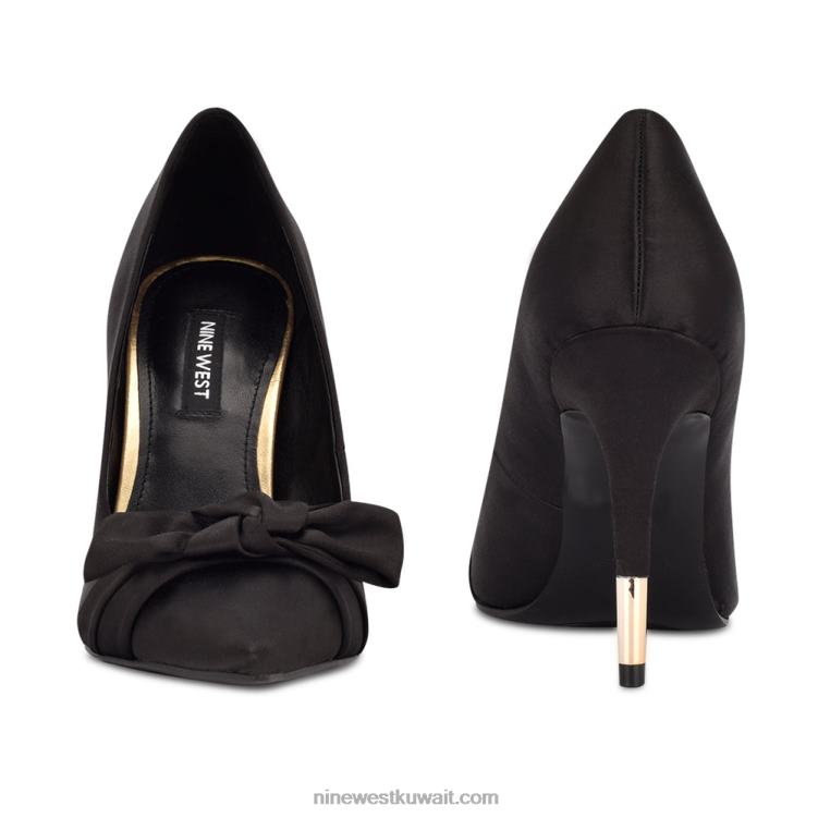 Nine West مضخات اللباس القوس الساتان الأسود VVL081874