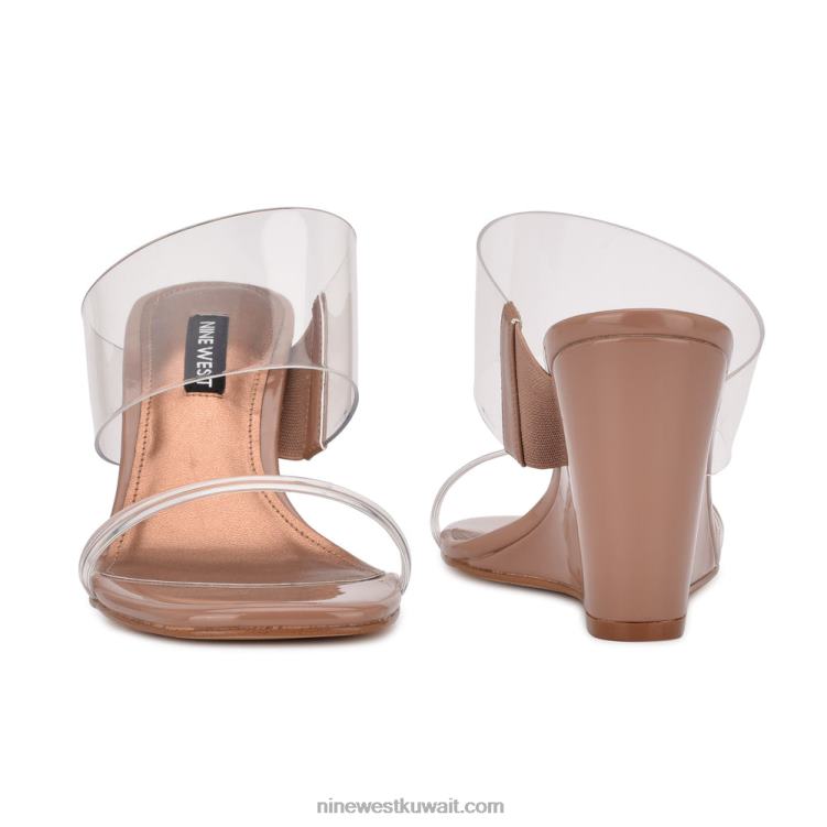 Nine West صندل ناتس ويدج واضح / طين VVL081913