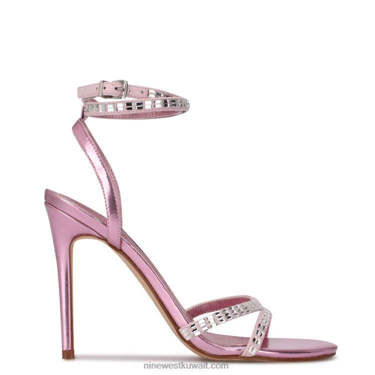 Nine West صندل منى برباط كاحل جلد الغزال الوردي VVL081966