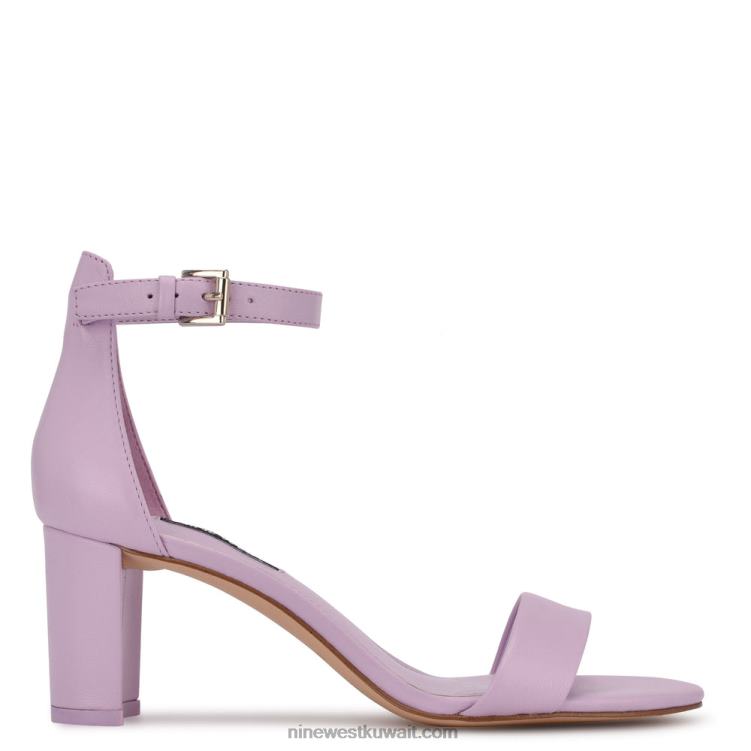 Nine West صندل برباط على الكاحل بكعب عريض جلد أرجواني غامق VVL081977