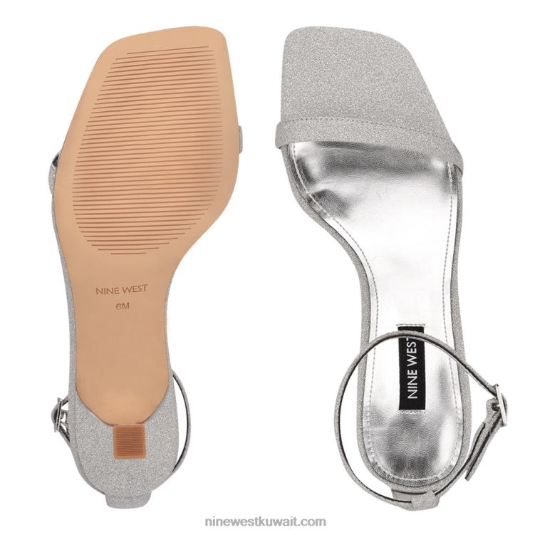 Nine West الصنادل ذات الكعب الناضج بريق الفضة VVL082005