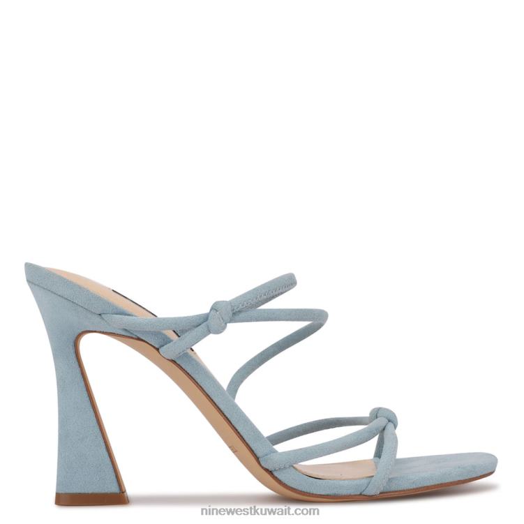 Nine West صندل منزلق بكعب من كيمز جلد الغزال الأزرق VVL082035
