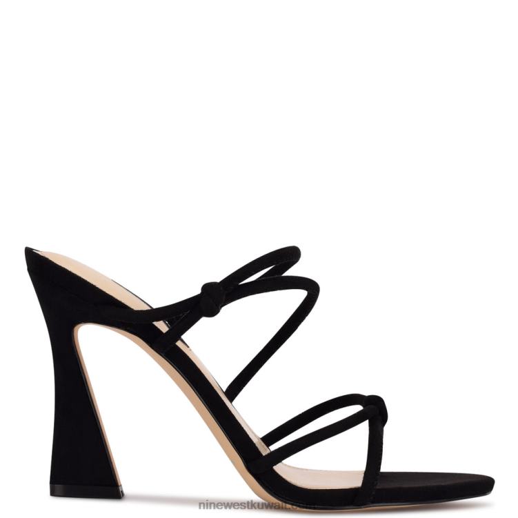 Nine West صندل منزلق بكعب من كيمز جلد الغزال الأسود VVL082036