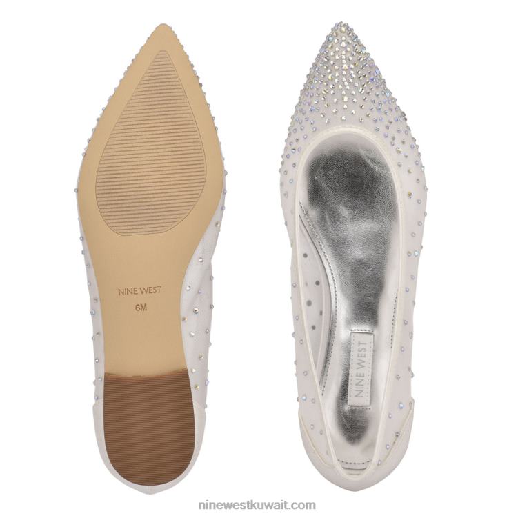 Nine West تعزيز الأحذية المسطحة بمقدمة مدببة شبكة بيضاء VVL082064