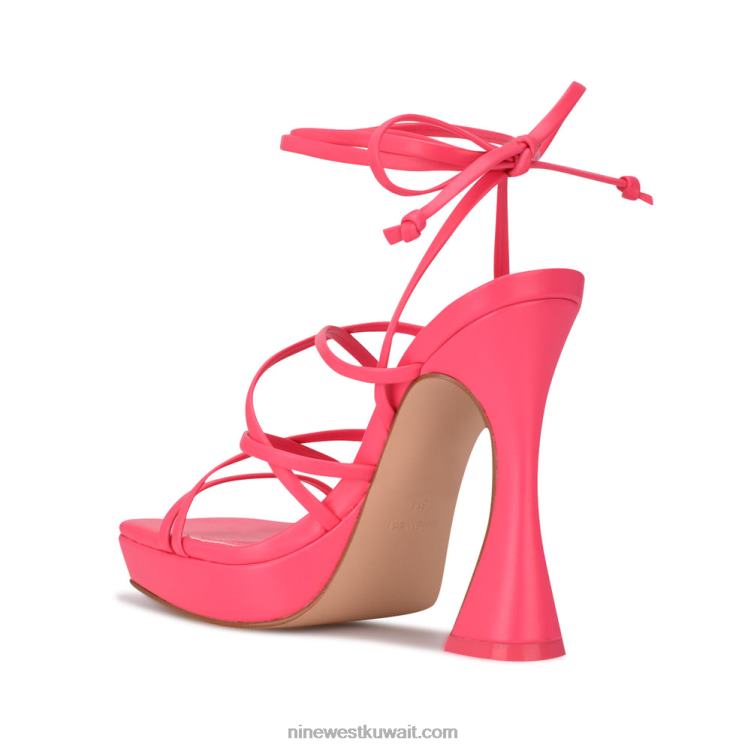 Nine West صندل بنعل سميك ملفوف في الكاحل من أيلي ميامي الوردي VVL082074