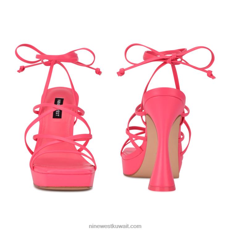 Nine West صندل بنعل سميك ملفوف في الكاحل من أيلي ميامي الوردي VVL082074