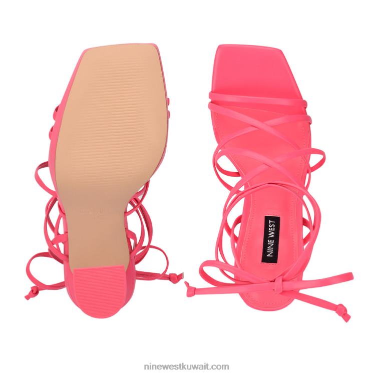 Nine West صندل بنعل سميك ملفوف في الكاحل من أيلي ميامي الوردي VVL082074