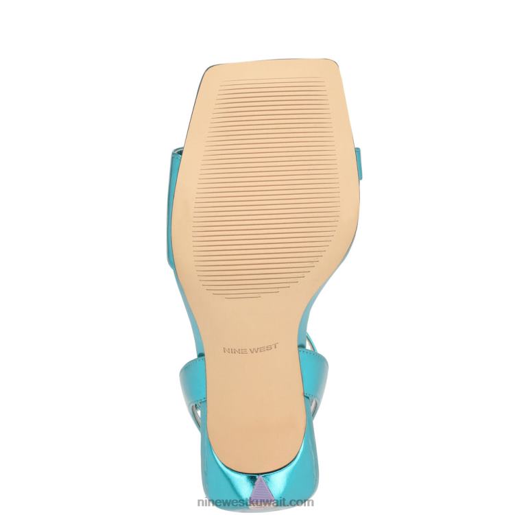 Nine West صندل بكعب ماريس أزرق لامع VVL08224