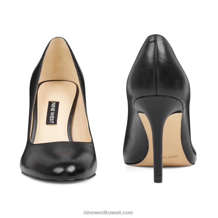 Nine West مضخات ديلان بمقدمة مستديرة جلد أسود VVL082371