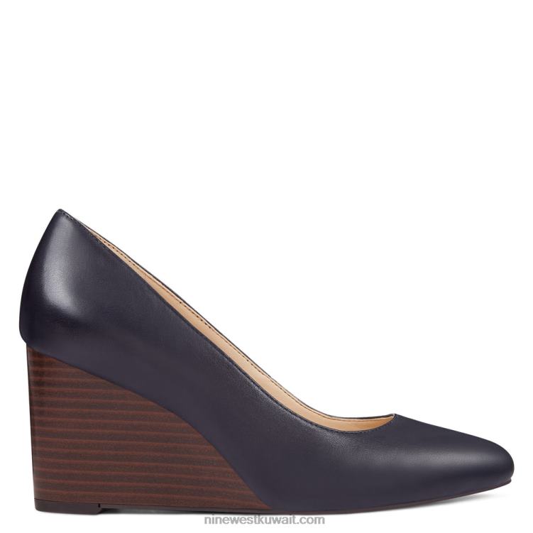 Nine West أسافين الجاز اللوز اصبع القدم جلد كحلي VVL082373