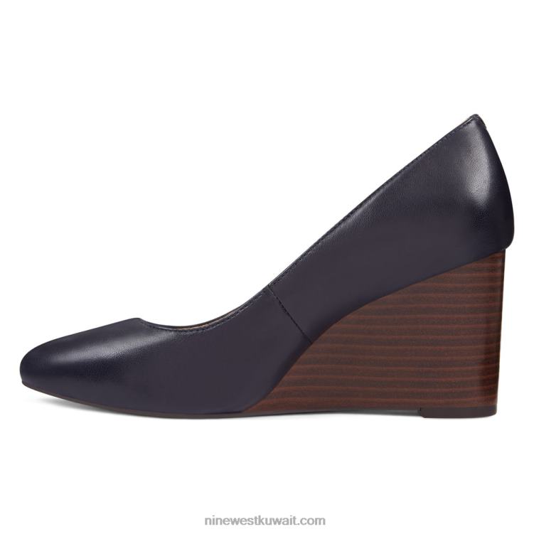 Nine West أسافين الجاز اللوز اصبع القدم جلد كحلي VVL082373