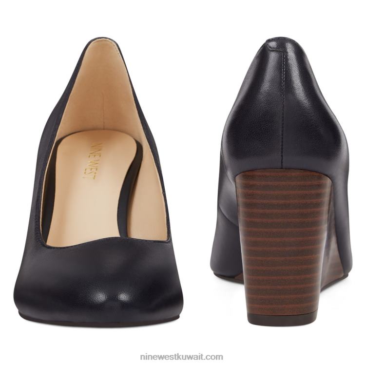 Nine West أسافين الجاز اللوز اصبع القدم جلد كحلي VVL082373