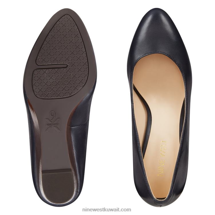 Nine West أسافين الجاز اللوز اصبع القدم جلد كحلي VVL082373