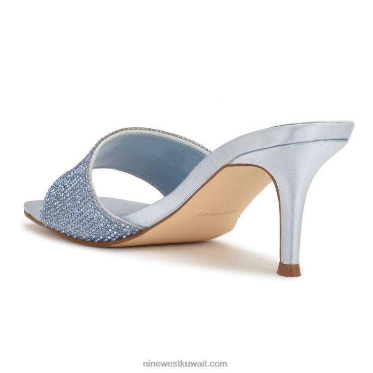 Nine West دونا صندل منزلق بكعب مرصع بحجر الراين مسحوق أزرق VVL08238