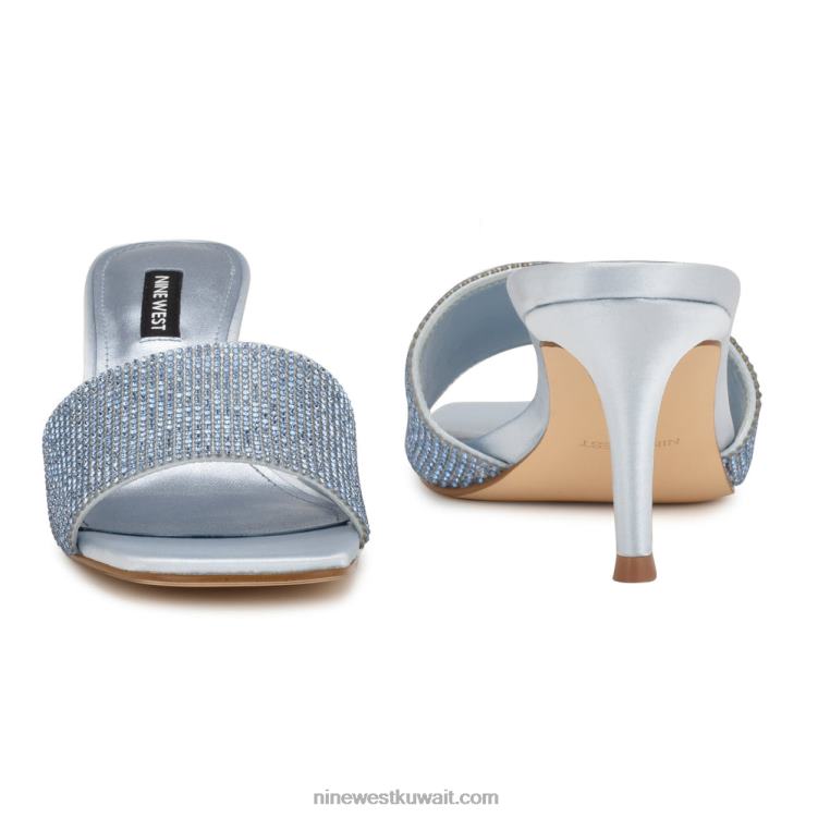 Nine West دونا صندل منزلق بكعب مرصع بحجر الراين مسحوق أزرق VVL08238
