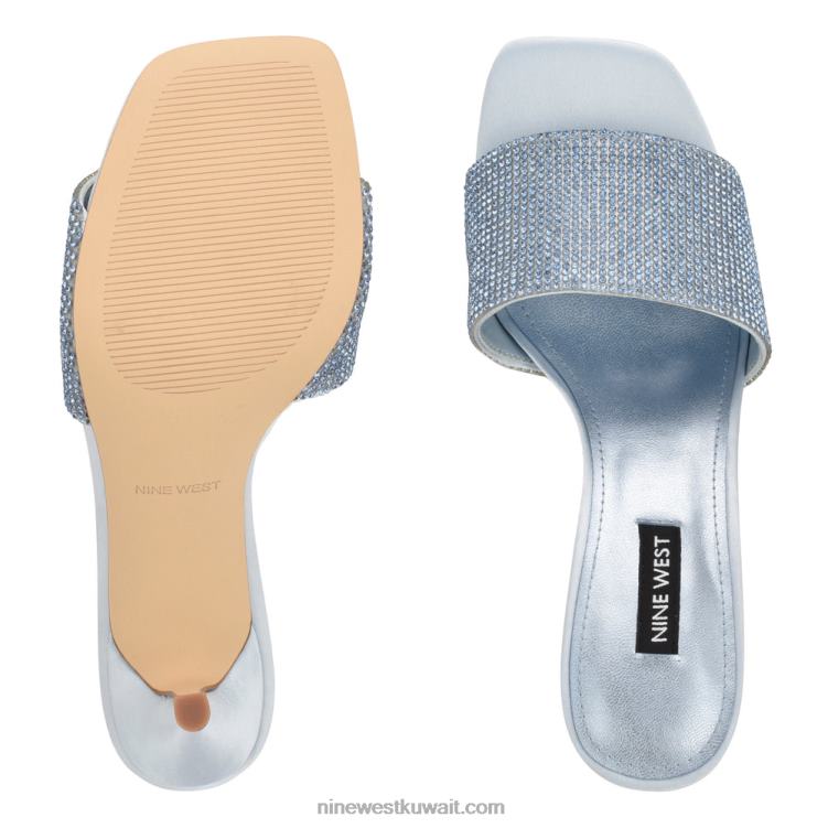 Nine West دونا صندل منزلق بكعب مرصع بحجر الراين مسحوق أزرق VVL08238