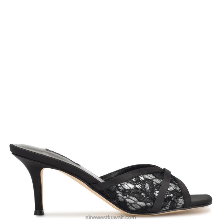 Nine West صندل أنيق بكعب الدانتيل الأسود VVL08240