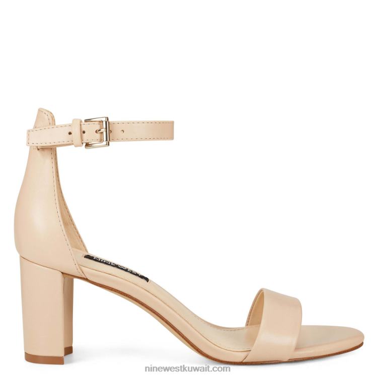 Nine West صندل برباط على الكاحل بكعب عريض جلد عاجي VVL082405