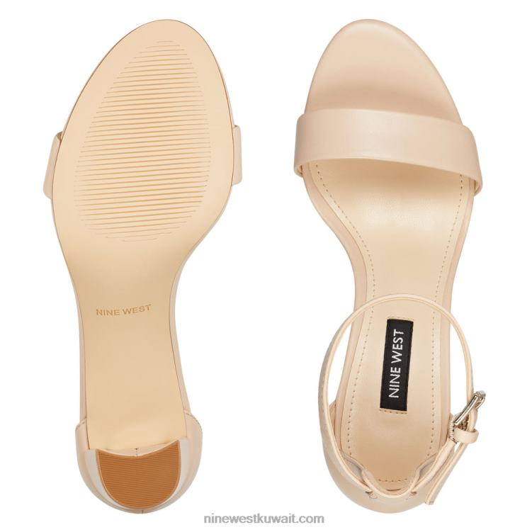 Nine West صندل برباط على الكاحل بكعب عريض جلد عاجي VVL082405