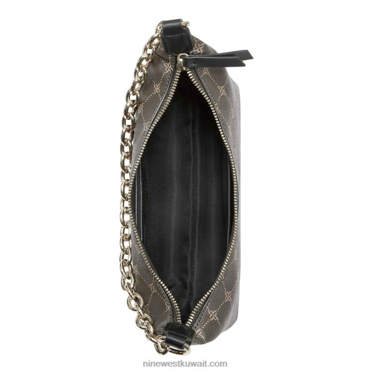 Nine West حقيبة كتف بسحاب علوي روني بني / أسود VVL082678