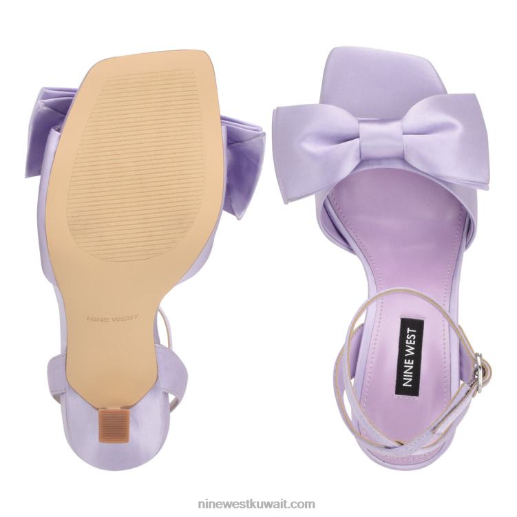 Nine West صندل يواي بكعب ملفوف في الكاحل الساتان الأرجواني VVL08269