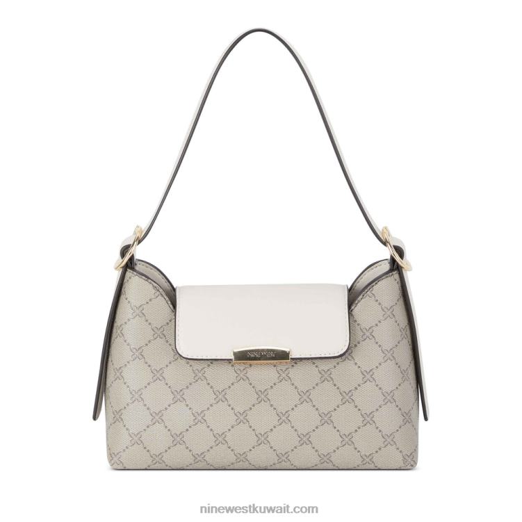 Nine West حقيبة كتف إيفي بقلاب شعار بيج / حليب VVL082788