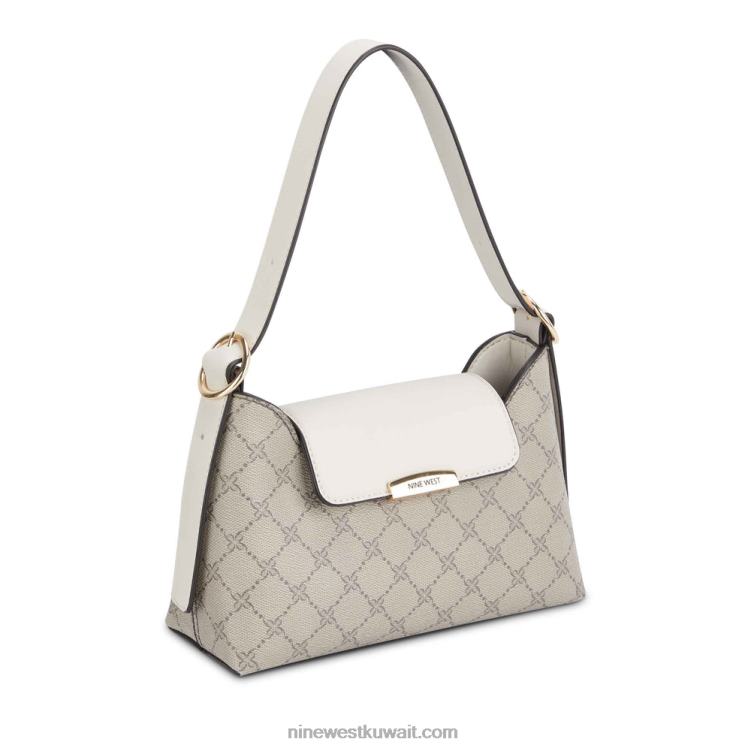 Nine West حقيبة كتف إيفي بقلاب شعار بيج / حليب VVL082788