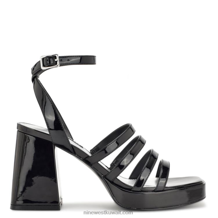 Nine West صندل بنعل سميك تيريس أسود براءة اختراع VVL08282